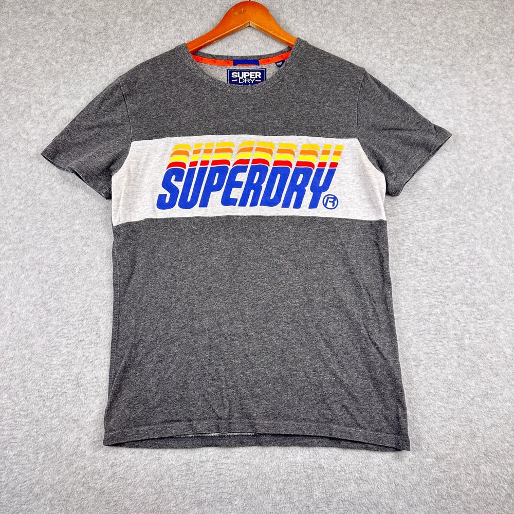 Superdry Graphic Logo T-Shirt Mens Large Gray Cotton Blend Tee